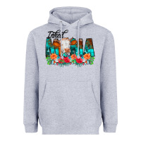 Heather Grey Inked Mama Flowers Cow Heavyweight Hoodie - CowCowDesign