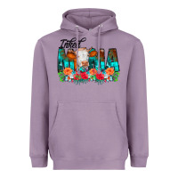 Lavender Inked Mama Flowers Cow Heavyweight Hoodie - CowCowDesign