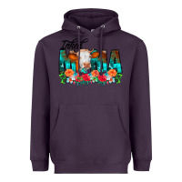 Plum Inked Mama Flowers Cow Heavyweight Hoodie - CowCowDesign