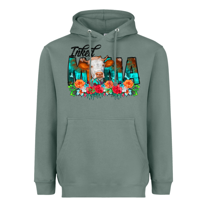 Inked Mama Flowers Cow Heavyweight Hoodie by CowCowDesign | Teevron