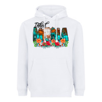 White Inked Mama Flowers Cow Heavyweight Hoodie - CowCowDesign