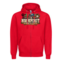 Red Small town big spirit Baseball Zipper Hoodie - HowdyJamesFarm