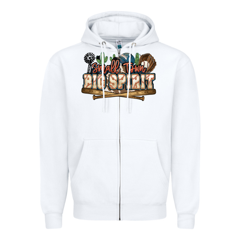 Small Town Big Spirit Baseball Zipper Hoodie by HowdyJamesFarm | Teevron