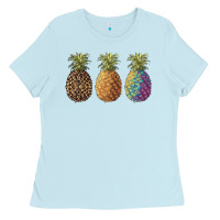 Baby Blue pineapples leopard tie dye summer Ladies Tee - Artiststas