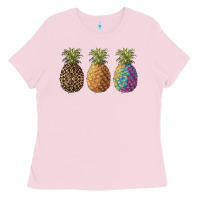 Bubblegum Pink pineapples leopard tie dye summer Ladies Tee - Artiststas