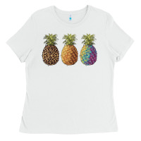 White pineapples leopard tie dye summer Ladies Tee - Artiststas