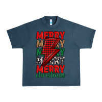 Midnight Navy merry christmas lightning bolt Urban Heavy Tee - MaliasSmallBusiness