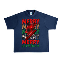 Navy merry christmas lightning bolt Urban Heavy Tee - MaliasSmallBusiness