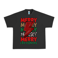 Pigment Black merry christmas lightning bolt Urban Heavy Tee - MaliasSmallBusiness