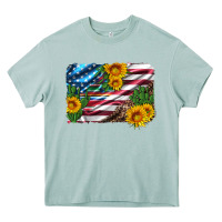 Arona usa flag and sunflower serape leopard and cactus Heavy Core Tee - Artiststas