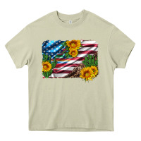 Mossy usa flag and sunflower serape leopard and cactus Heavy Core Tee - Artiststas