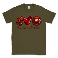 Army Green Peace Love Firefighter Classic Tee - RanaPortraitStore