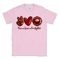 Bubblegum Pink Peace Love Firefighter Classic Tee - RanaPortraitStore