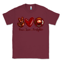 Burgundy Peace Love Firefighter Classic Tee - RanaPortraitStore