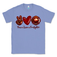 Colony Blue Peace Love Firefighter Classic Tee - RanaPortraitStore