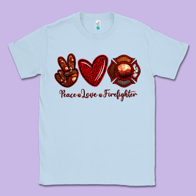 Peace Love Firefighter Classic Tee Designed By Ranaportraitstore