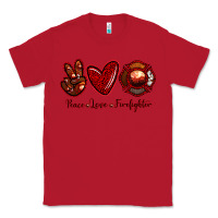 Red Peace Love Firefighter Classic Tee - RanaPortraitStore