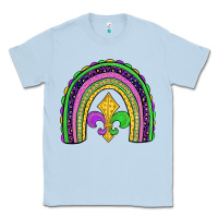 Dusty Blue mardi gras fleur de lis rainbow Classic Tee - JahusDesignShop
