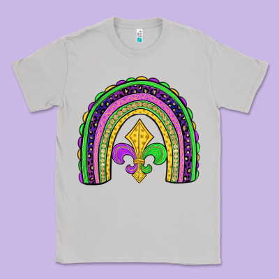 Mardi Gras Fleur De Lis Rainbow Classic Tee Designed By Jahusdesignshop