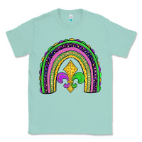 Seafoam mardi gras fleur de lis rainbow Classic Tee - JahusDesignShop