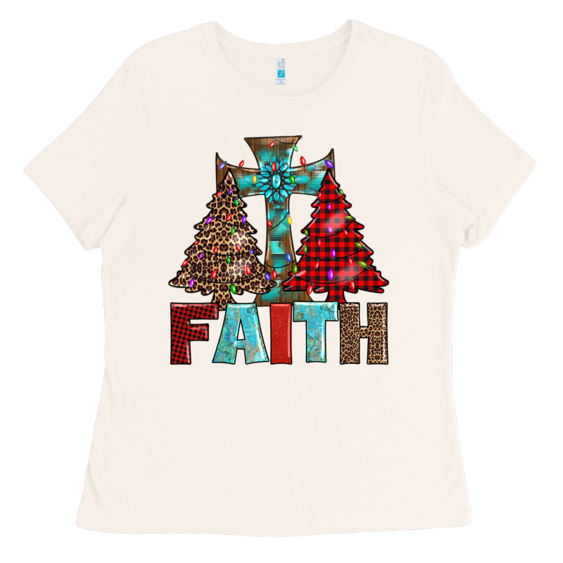 Cross And Christmas Trees Ladies Tee by AdoDesignShop | Teevron