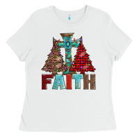 White cross and christmas trees Ladies Tee - AdoDesignShop