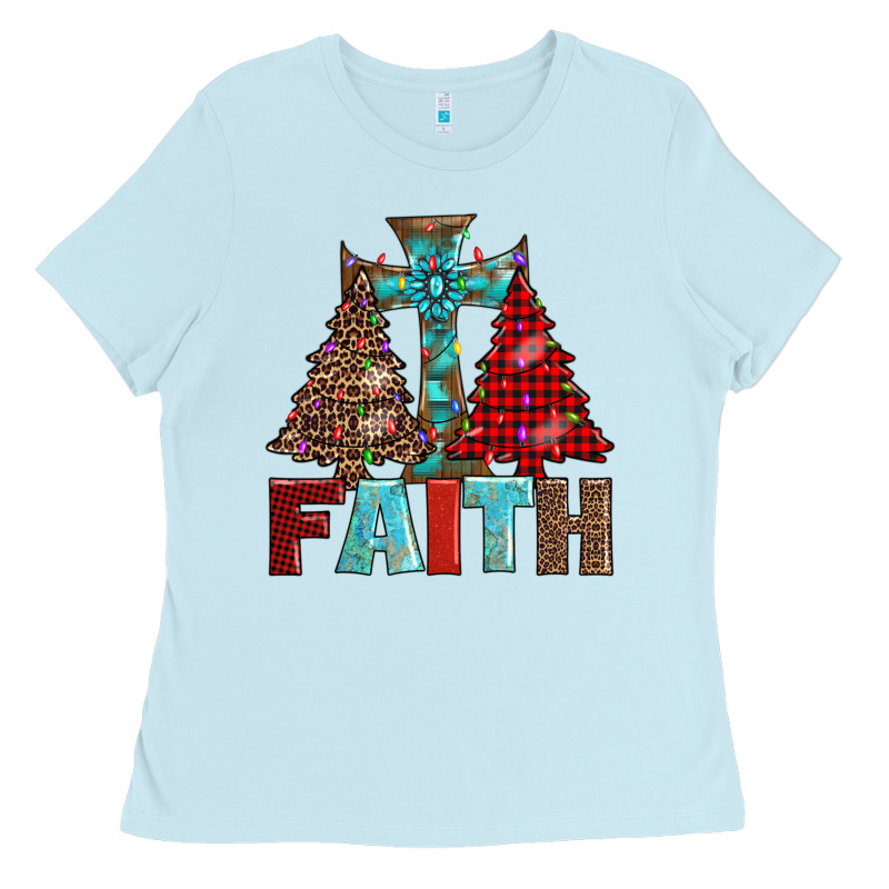 Cross And Christmas Trees Ladies Tee by AdoDesignShop | Teevron