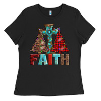 Black cross and christmas trees Ladies Tee - AdoDesignShop
