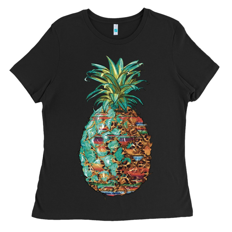 Pineapple Leopar Turquoise Serape Summer Ladies Tee by Artiststas | Teevron