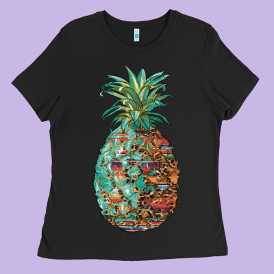 Pineapple Leopar Turquoise Serape Summer Ladies Tee Designed By Artiststas