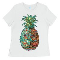 White pineapple leopar turquoise serape summer Ladies Tee - Artiststas