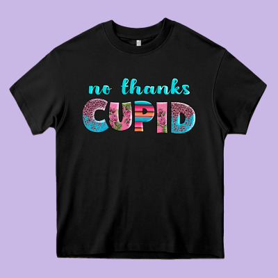 No Thanks Cupid Heavy Core Tee Designed By Adodesignshop