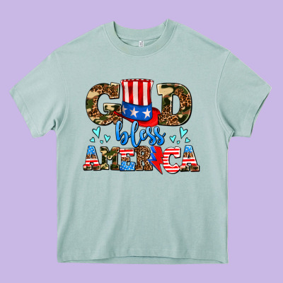 God Bless America Heavy Core Tee Designed By Adodesignshop