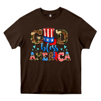 Chocolate Brown god bless america Heavy Core Tee - AdoDesignShop