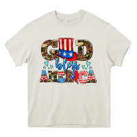 Cream god bless america Heavy Core Tee - AdoDesignShop