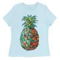 Baby Blue pineapple leopar turquoise serape summer Ladies Tee - Artiststas