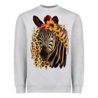 Heather Grey Zebra With Sunflowers Heavyweight Sweatshirt - Bettercallsaul