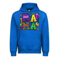 Cobalt Mardi Gras leopard frame mama Mother's Day Urban Hoodie - LillyAllenDesigns