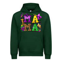 Forest Green Mardi Gras leopard frame mama Mother's Day Urban Hoodie - LillyAllenDesigns