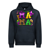 Navy Mardi Gras leopard frame mama Mother's Day Urban Hoodie - LillyAllenDesigns