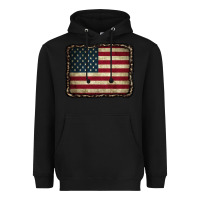 Black American Flag With Leopard Frame Heavyweight Hoodie - CowCowDesign