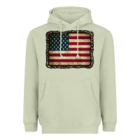 Matcha American Flag With Leopard Frame Heavyweight Hoodie - CowCowDesign