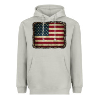 Moon Dust American Flag With Leopard Frame Heavyweight Hoodie - CowCowDesign