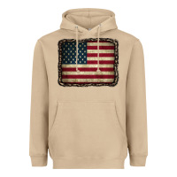 Mushroom American Flag With Leopard Frame Heavyweight Hoodie - CowCowDesign