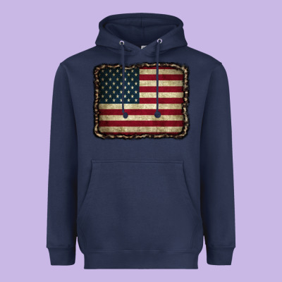 American Flag With Leopard Frame Heavyweight Hoodie Designed By Cowcowdesign