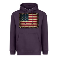 Plum American Flag With Leopard Frame Heavyweight Hoodie - CowCowDesign