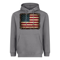 Storm American Flag With Leopard Frame Heavyweight Hoodie - CowCowDesign