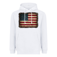 White American Flag With Leopard Frame Heavyweight Hoodie - CowCowDesign