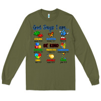 Army Green god says i am autism Long Sleeve Tee - Artiststas