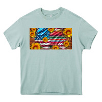 Arona usa flag and serape with leopard and sunflowers license plate Heavy Core Tee - Artiststas